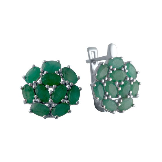 Silver earrings with a 2.192-carat emerald
