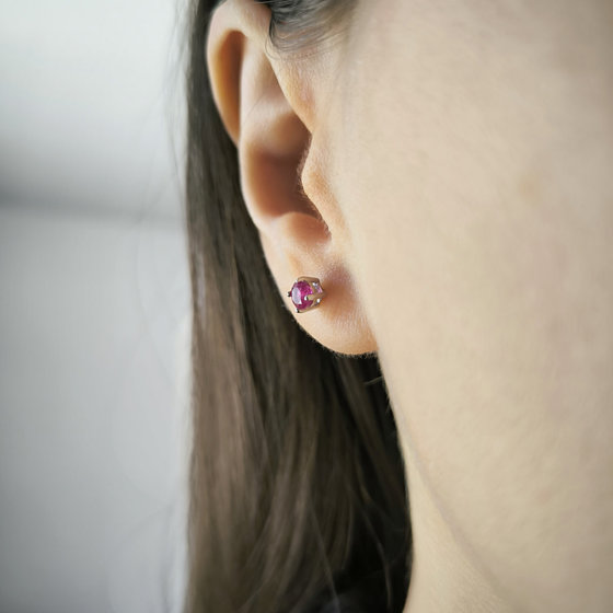 Серебряные серьги с рубином 0.69ct