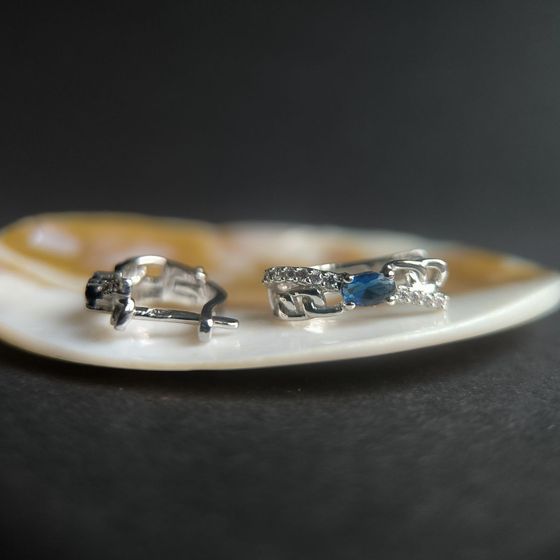 Silver earrings with sapphire nano 0.638ct