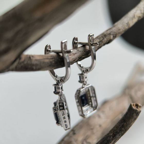 Серебряные серьги с сапфиром 2.922ct