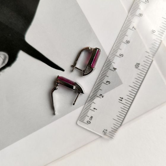 Срібні сережки з рубіном 3.844ct
