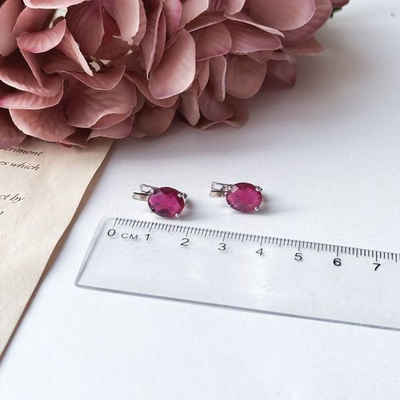 Серебряные серьги с рубином 6.458ct
