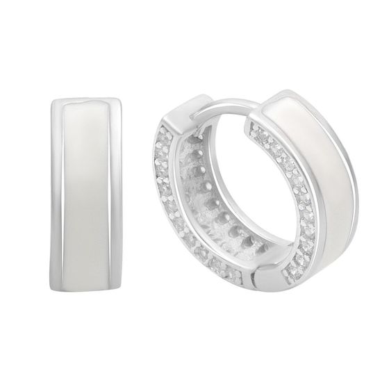 Срібні сережки з фіанітами, емаллю