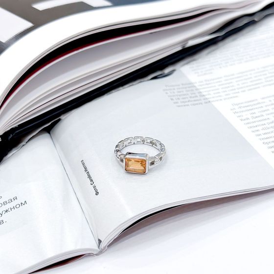 Silver ring with gold quartz 1.725ct