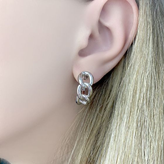 Silver earrings without stones