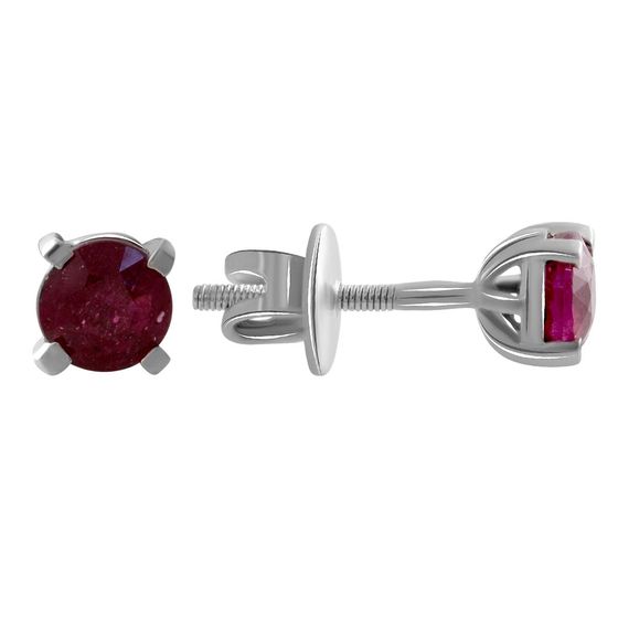 Silver Earrings with a Ruby
