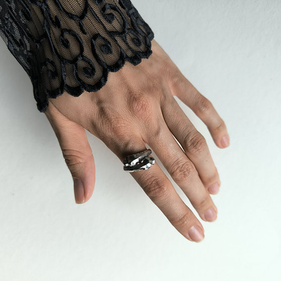 Silver ring with cubic zirconia