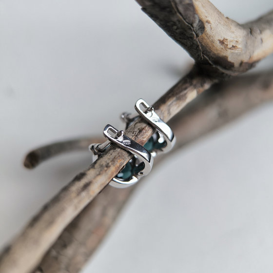 Серебряные серьги с топазом Лондон Блю 4.418ct