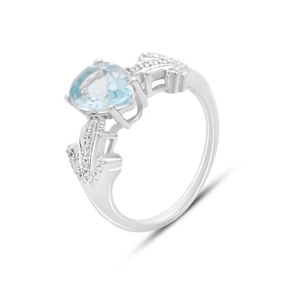 Sterling silver ring with topaz 2.593ct, phianites