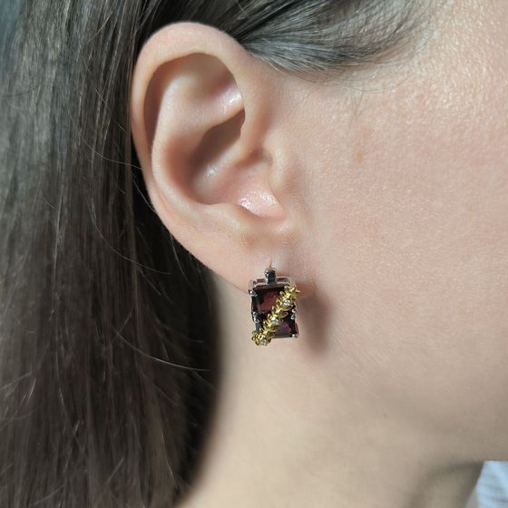 Серебряные серьги с гранатом 8.27ct