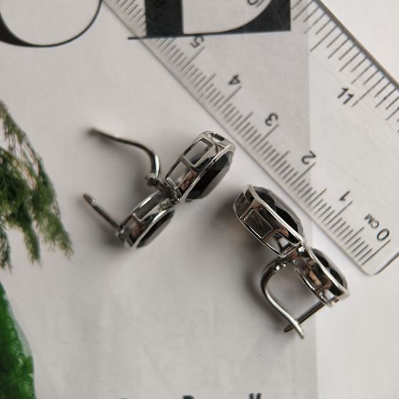 Серебряные серьги с раухтопазом (дымчатым кварцем) 15.475ct