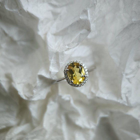 Серебряное кольцо с цитрином nano 1.344ct, фианитами