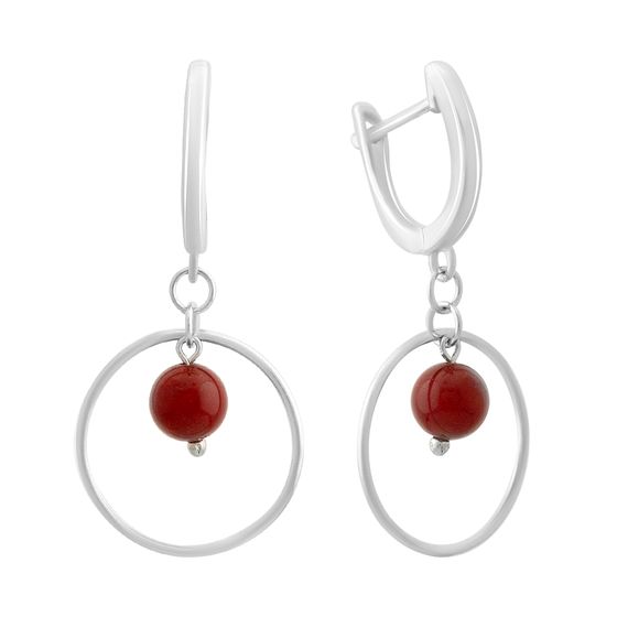 Silver earrings with coral