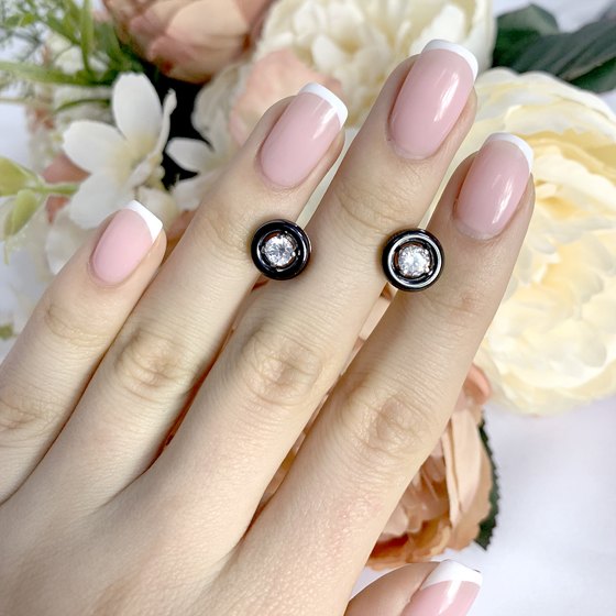 Silver earrings with ceramics