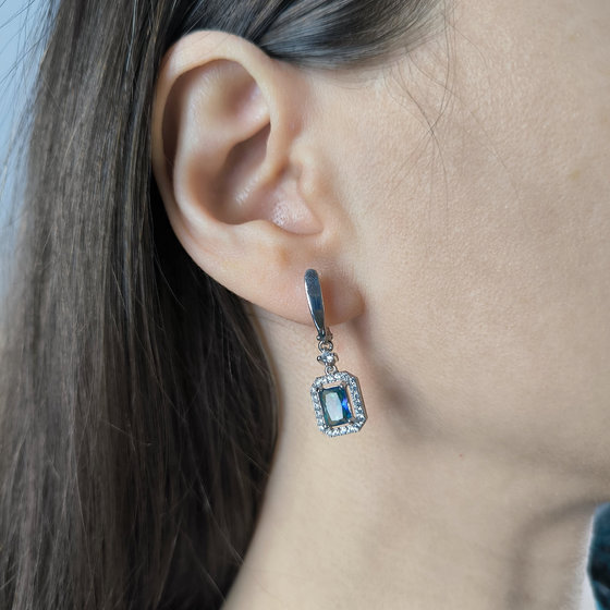 Серебряные серьги с мистик топазом 2.366ct