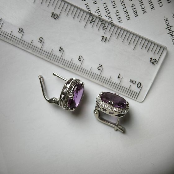 Срібні сережки з олександритом 13.357ct