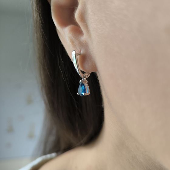 Silver earrings with sapphire nano 1.033ct