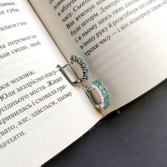 Серебряные серьги с изумрудом 2.367ct