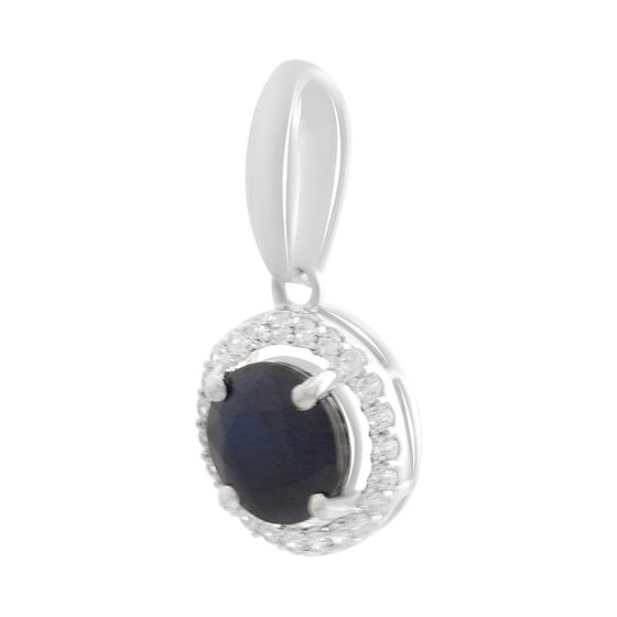 Sterling silver pendant with 2.995ct sapphire, fianites