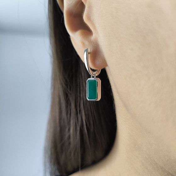 Серебряные серьги с агатом 3.535ct
