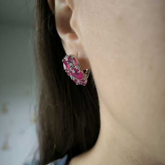 Серебряные серьги с рубином 8.85ct