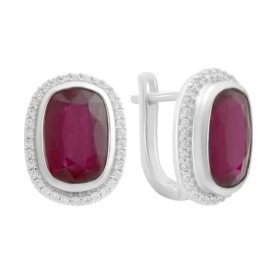 Серебряные серьги с рубином 12.095ct
