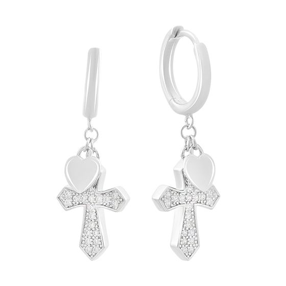 Silver earrings with phianites, mother of pearl