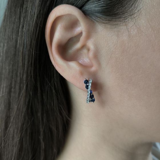 Серебряные серьги с сапфиром nano 1.12ct