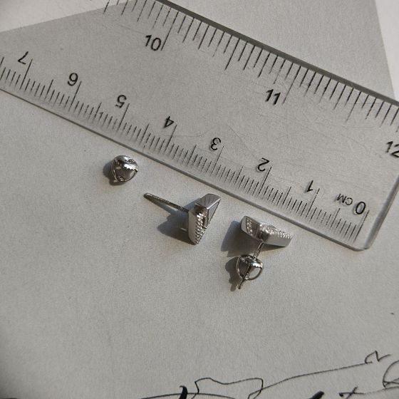 Silver earrings with mother-of-pearl, fianites