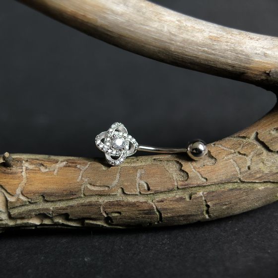 Серебряный пирсинг с фианитами