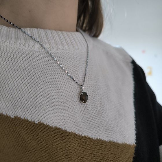 Серебряная подвеска с раухтопазом (дымчатым кварцем) 4.387ct