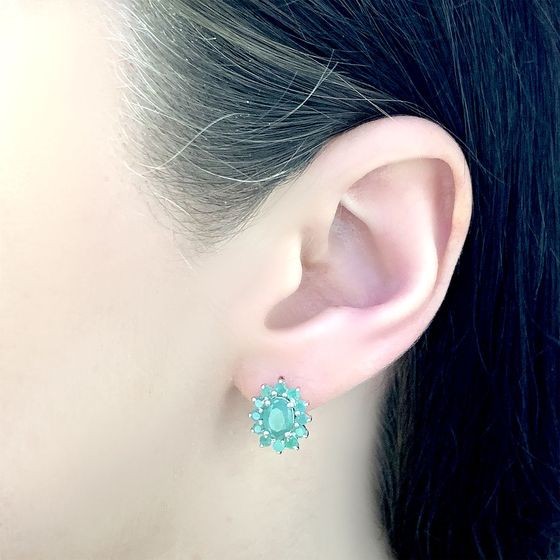 Серебряные серьги с изумрудом 2.608ct