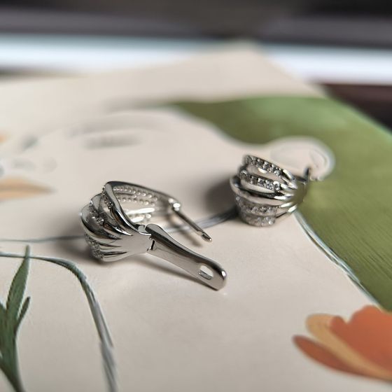 Silver Earrings with Fianites
