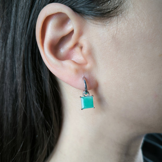 Серебряные серьги с изумрудом 4.217ct