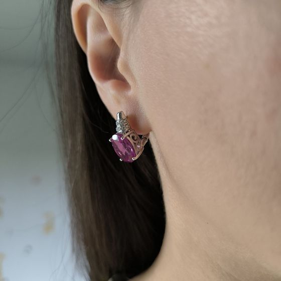 Sterling silver earrings with alexandrite 11.793ct, pianites