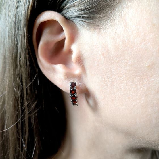 Серебряные серьги с гранатом 3.2ct