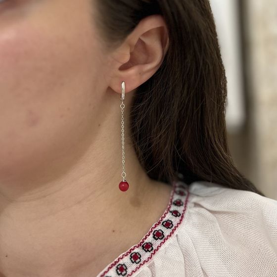 Silver earrings with coral