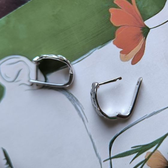 Silver earrings without stones