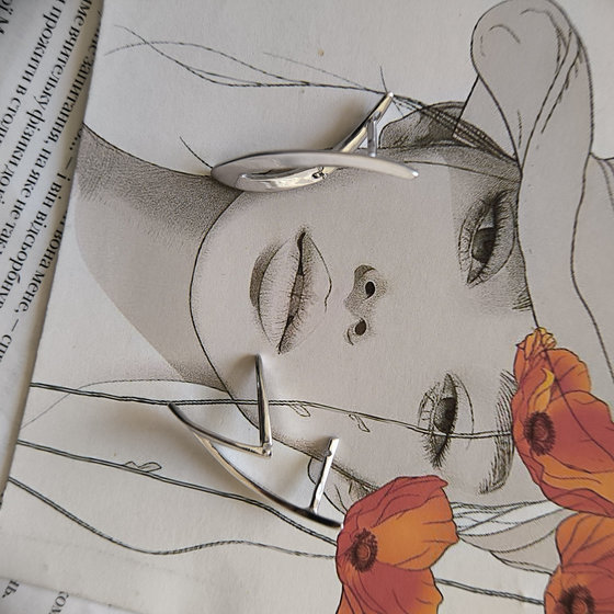 Silver earrings without stones