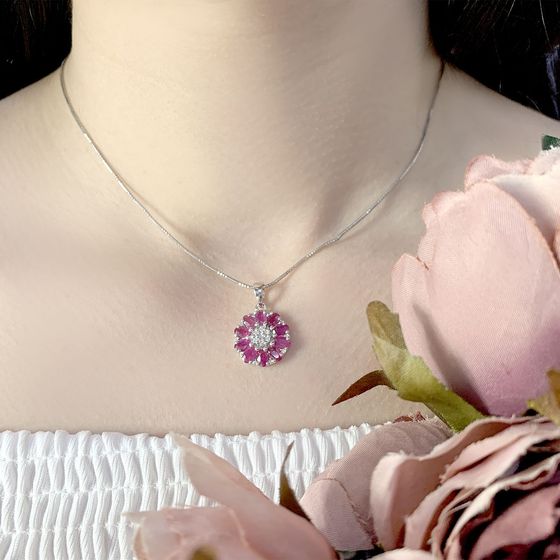 Серебряная подвеска с рубином 3.828ct