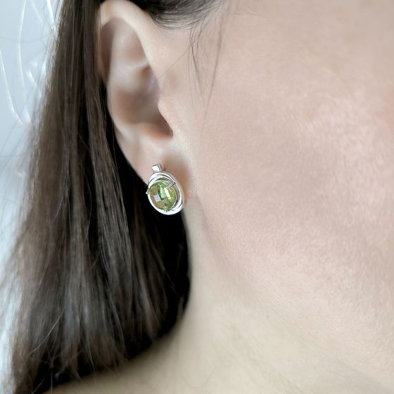 Срібні сережки з хризолітом 4.575ct