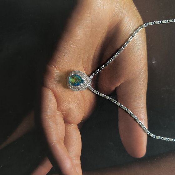 Серебряная подвеска с мистик топазом 1.901ct, фианитами