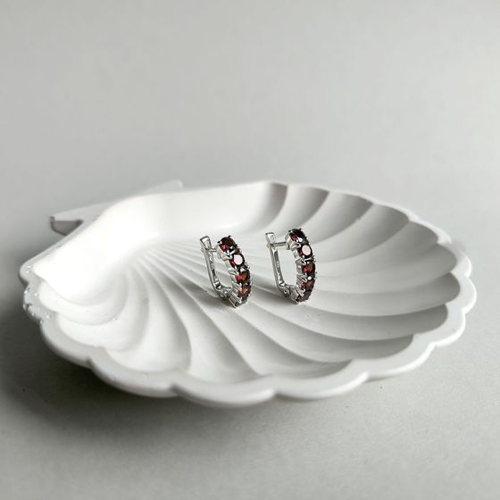 Серебряные серьги с гранатом 3.2ct