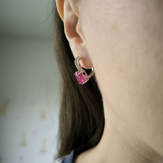 Серебряные серьги с рубином