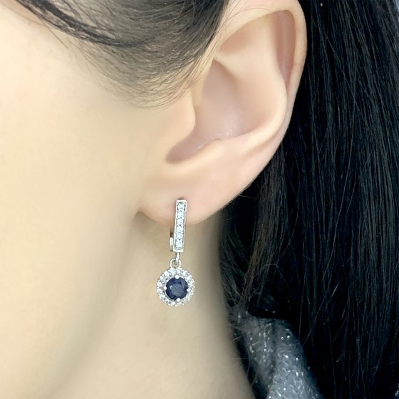 Серебряные серьги с сапфиром 1.966ct