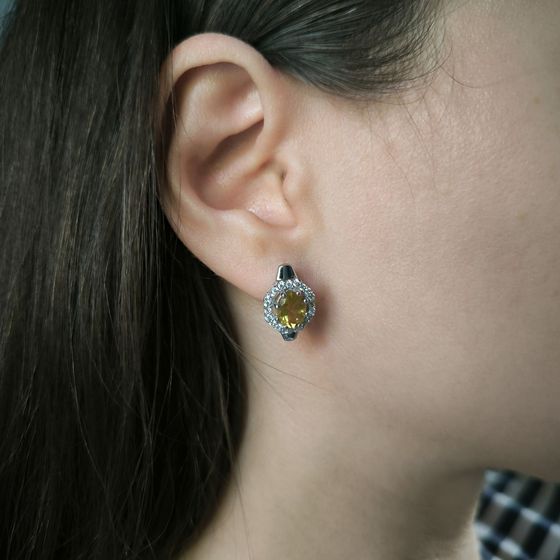 Срібні сережки з цитрином nano 3.093ct