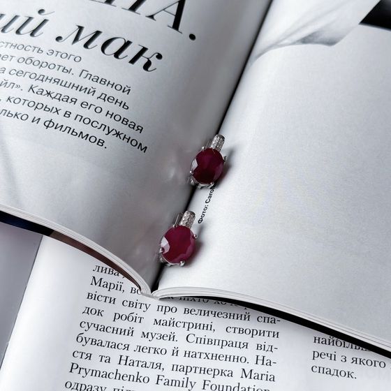 Серебряные серьги с рубином 7.507ct