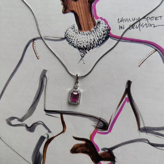 Серебряная подвеска с рубином 1.871ct, фианитами