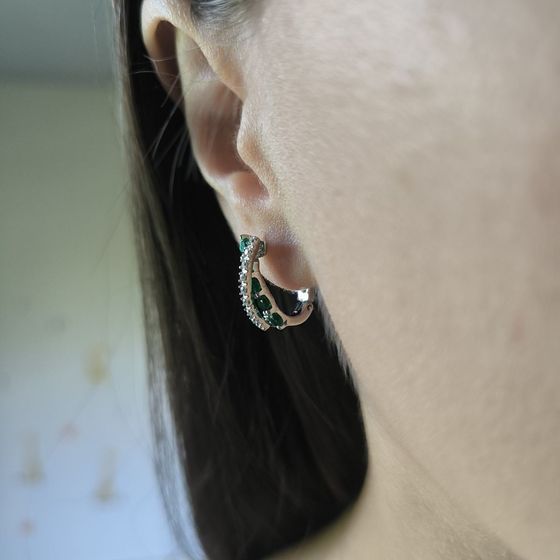 Серебряные серьги с изумрудом nano 1.152ct