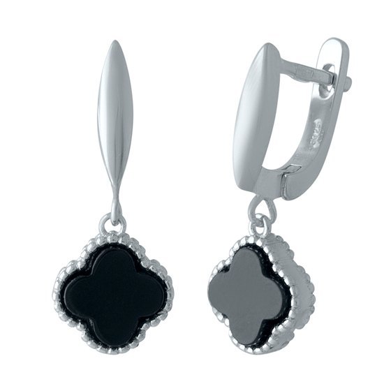 Silver earrings with onyx